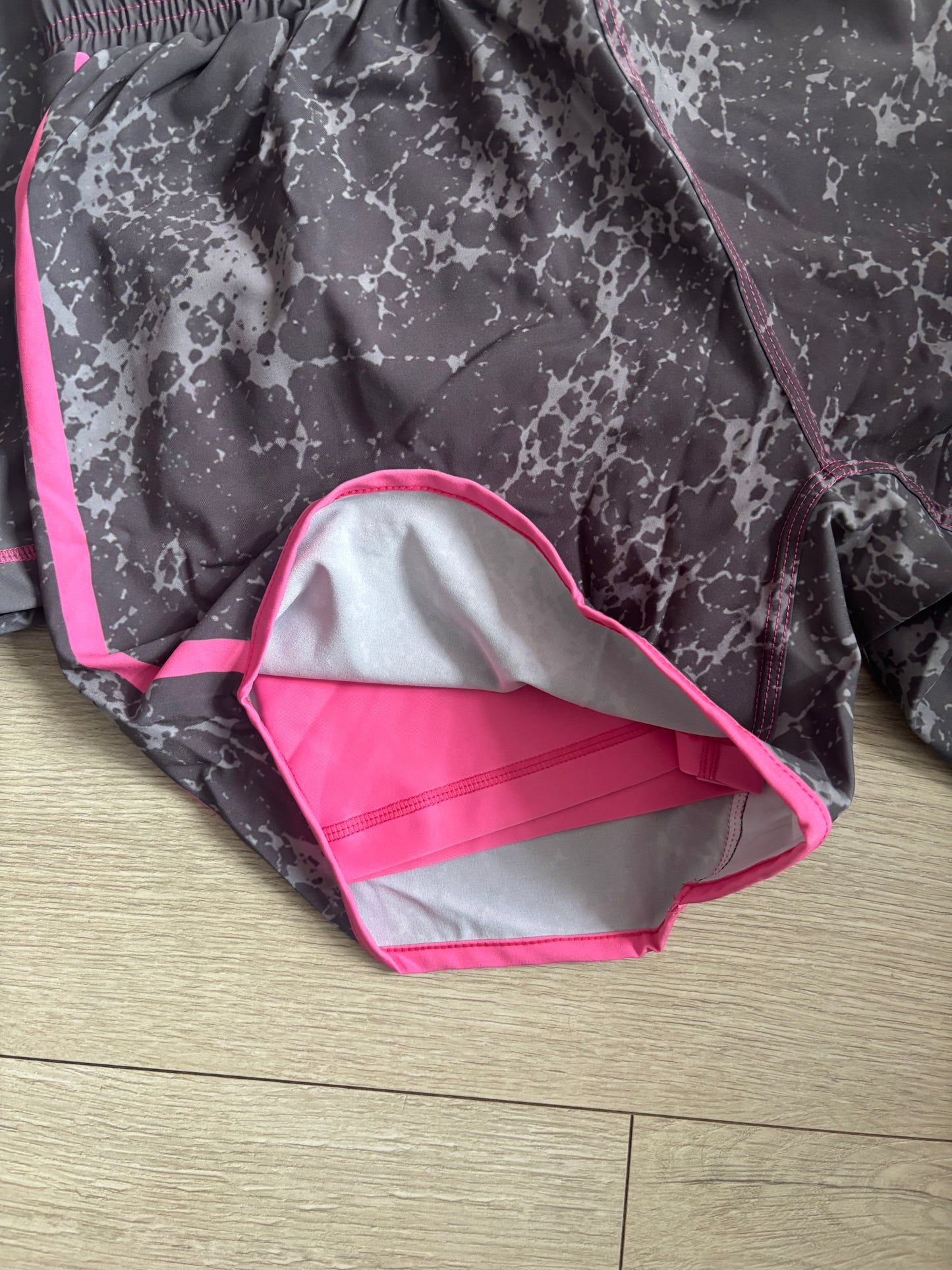 Grey Smoke & Pink Double Layer shorts set